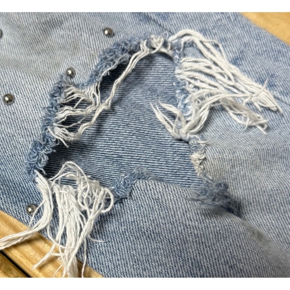 Levi 501 Straight Leg Rhinestone Grunge 25 Short 28 Inch Inseam Stars Light Wash - Picture 6 of 10